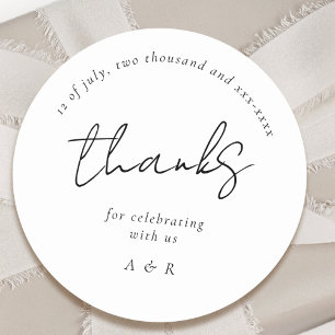 Sticker Rond Mariage de noms personnalisés en noir blanc classi