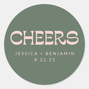 Sticker Rond Mariage de noms personnalisés rose Super