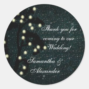 Sticker Rond Mariage de nuit étoilée Merci/Favoriser