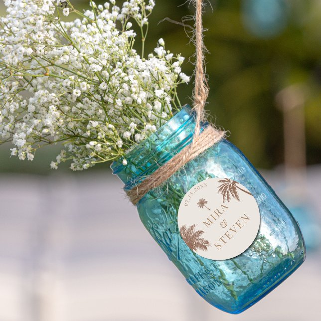 Sticker Rond mariage de palmier bohème (Créateur téléchargé)