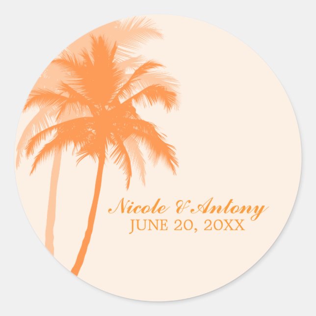 Sticker Rond Mariage de palmiers oranges (Devant)