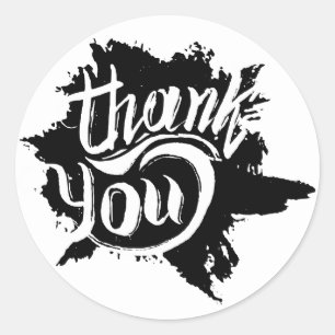 Sticker Rond Mariage de peinture noir et blanc Merci