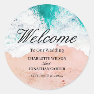 Sticker Rond Mariage de plage tropicale bienvenue