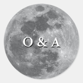 Sticker Rond Mariage de Pleine lune Monogramme moderne