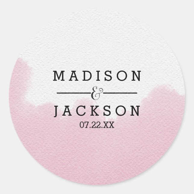 Sticker Rond Mariage de pointes de pinceau rose pâle (Devant)