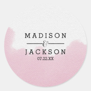 Sticker Rond Mariage de pointes de pinceau rose pâle