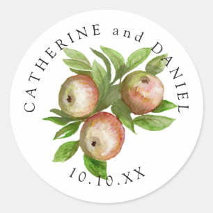 Sticker Rond mariage de pommes aquarelles