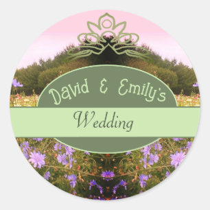 Sticker Rond Mariage de prairie Fleur Cottagecore