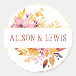 Sticker Rond Mariage de printemps de pêches et de crème