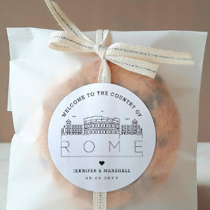Sticker Rond Mariage de Rome   Bienvenue Favoriser