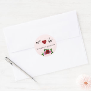 Sticker Rond Mariage de roses rouges et roses