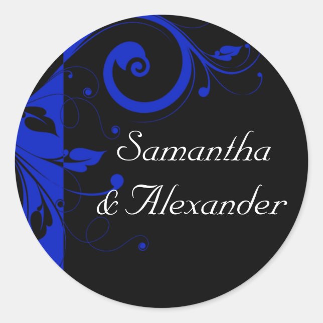 Sticker Rond Mariage de rotation noir/bleu royal (Devant)