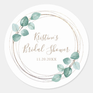 Sticker Rond Mariage de script de café Eucalyptus moderne