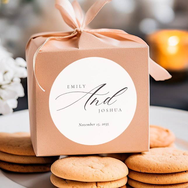 Sticker Rond Mariage de script élégant et moderne (Créateur téléchargé)