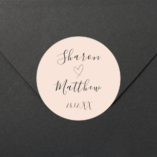Sticker Rond Mariage de script manuscrit rose vierge personnali
