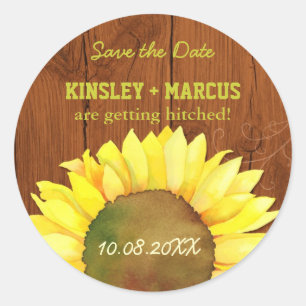 Sticker Rond Mariage de tournesol en bois Brown en acajou