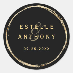 Sticker Rond Mariage de trame de trame de cercle d'or rustique 