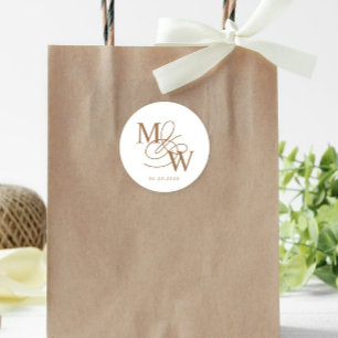 Sticker Rond Mariage de typographie de luxe Monogramme