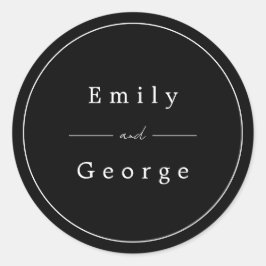 Sticker Rond Mariage De Typographie Noir Et Blanc Simple