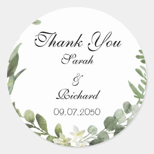 Sticker Rond Mariage de verdure botanique (Devant)