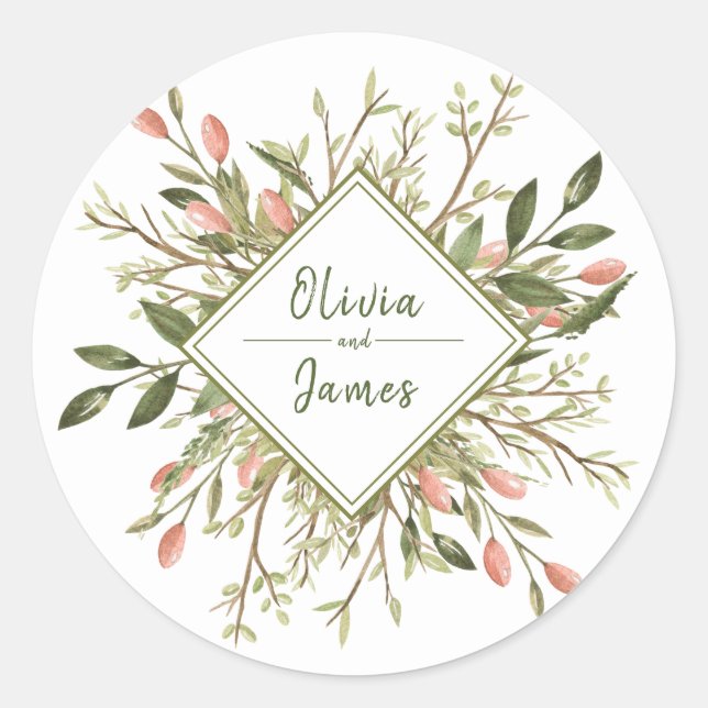 Sticker Rond Mariage de verdure Feuille de la forêt (Devant)