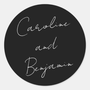 Sticker Rond Mariage d'écriture de script moderne Boho noir
