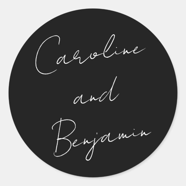 Sticker Rond Mariage d'écriture de script moderne Boho noir (Devant)
