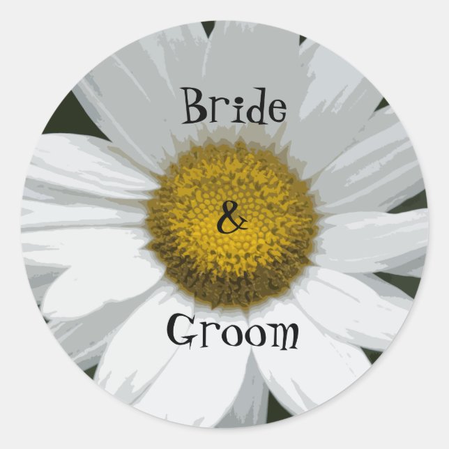 Sticker Rond Mariage d'enveloppes de marguerite blanche (Devant)