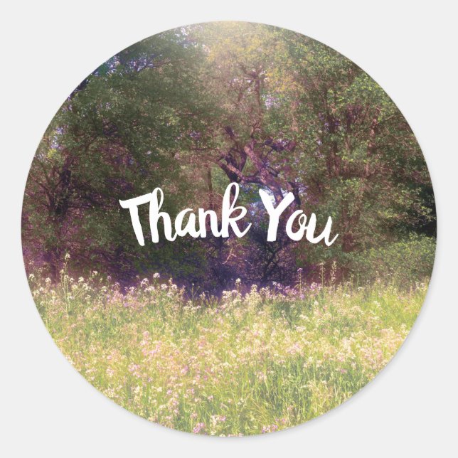 Sticker Rond Mariage des arbres de la forêt enchantée du printe (Devant)