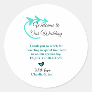 Sticker Rond Mariage Destination fête bienvenue voyage