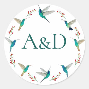 Sticker Rond Mariage d'été des colibris