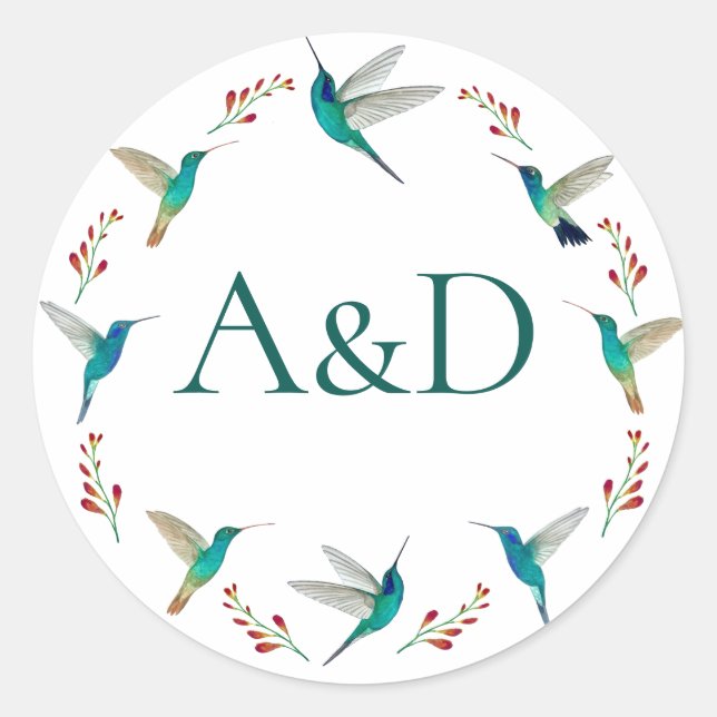 Sticker Rond Mariage d'été des colibris (Devant)