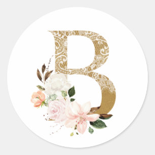Sticker Rond Mariage d'été du printemps MONOGRAM B