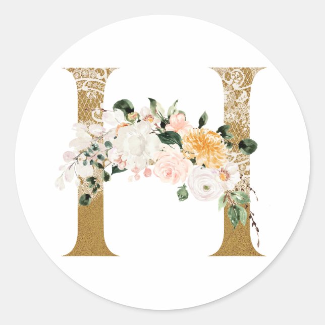 Sticker Rond Mariage d'été du printemps MONOGRAM H (Devant)