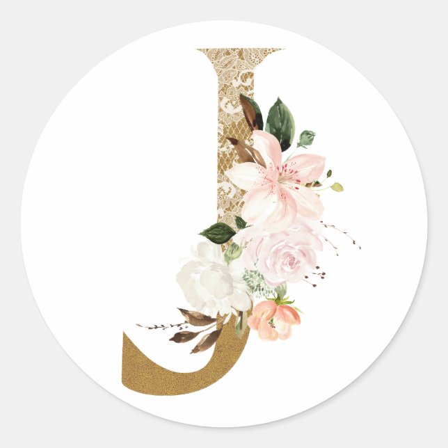 Sticker Rond Mariage d'été du printemps MONOGRAM J (Devant)