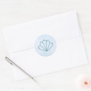 Sticker Rond Mariage d'été sur la plage Shell Blue