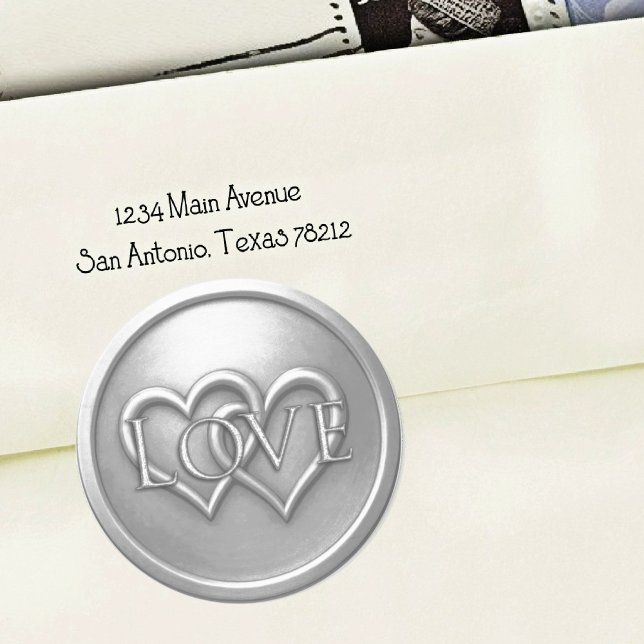Sticker Rond Mariage Deux Cœurs Entrelacés Argent (Créateur téléchargé)