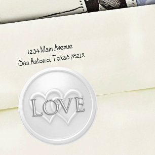 Sticker Rond Mariage Deux Cœurs Entrelacés Gris Clair