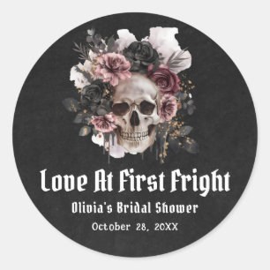 Sticker Rond Mariage d'Halloween Amour au Premier Effroi Enterr