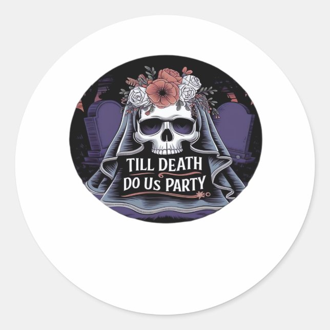Sticker Rond Mariage d'Halloween Mariage Squelette Fête d'Hallo (Devant)