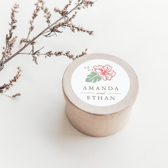 Sticker Rond Mariage d'Hibiscus (Créateur téléchargé)