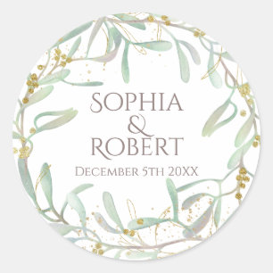 Sticker Rond Mariage d'hiver de Mistletoe givré