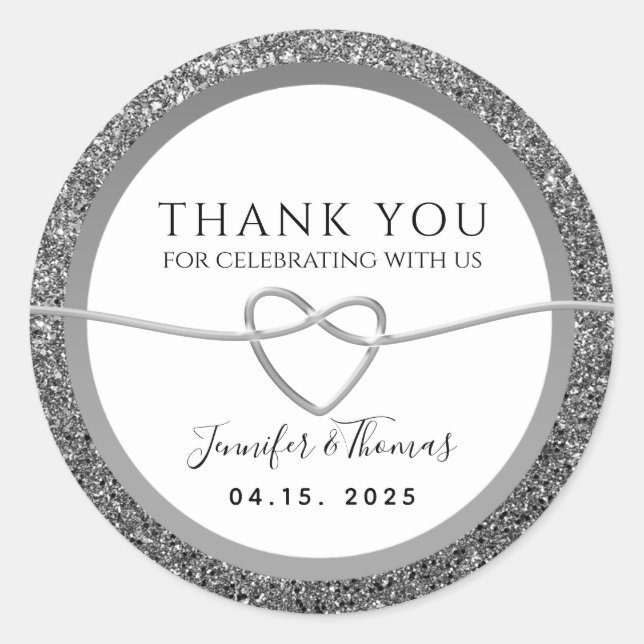 Sticker Rond Mariage d'hiver Merci Favor (Devant)