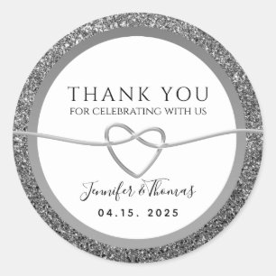 Sticker Rond Mariage d'hiver Merci Favor