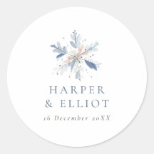 Mariage d'hiver moderne Blue Snowflake