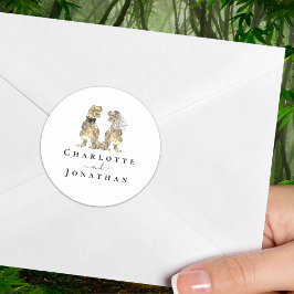Sticker Rond Mariage Dinosaur personnalisé