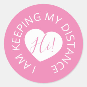 Sticker Rond Mariage distance sociale accueil coeur rose