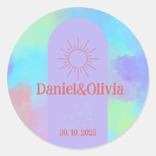 Sticker Rond Mariage doux violet profond