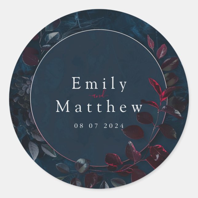 Sticker Rond Mariage du jardin de minuit enchanté (Devant)