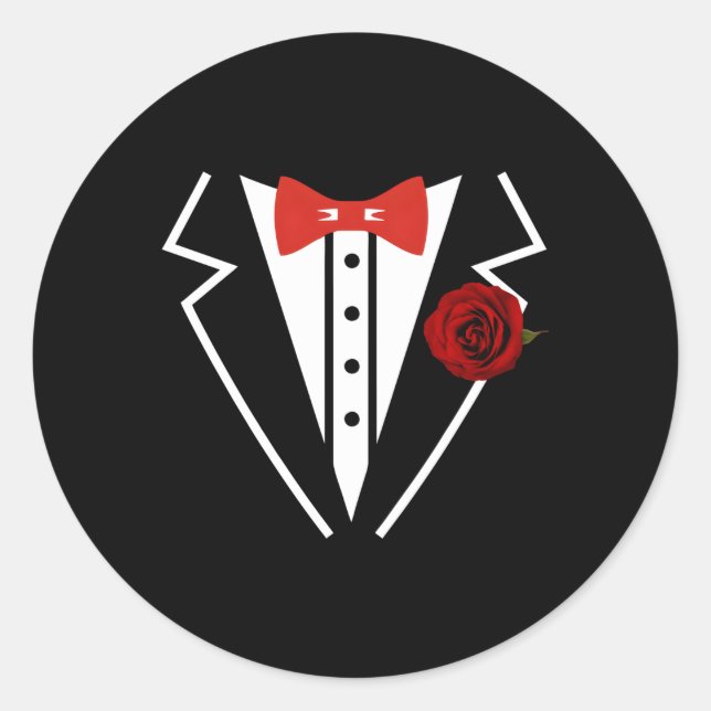 Sticker Rond Mariage du Mariage Tuxedo Fake Tux Bachelor (Devant)